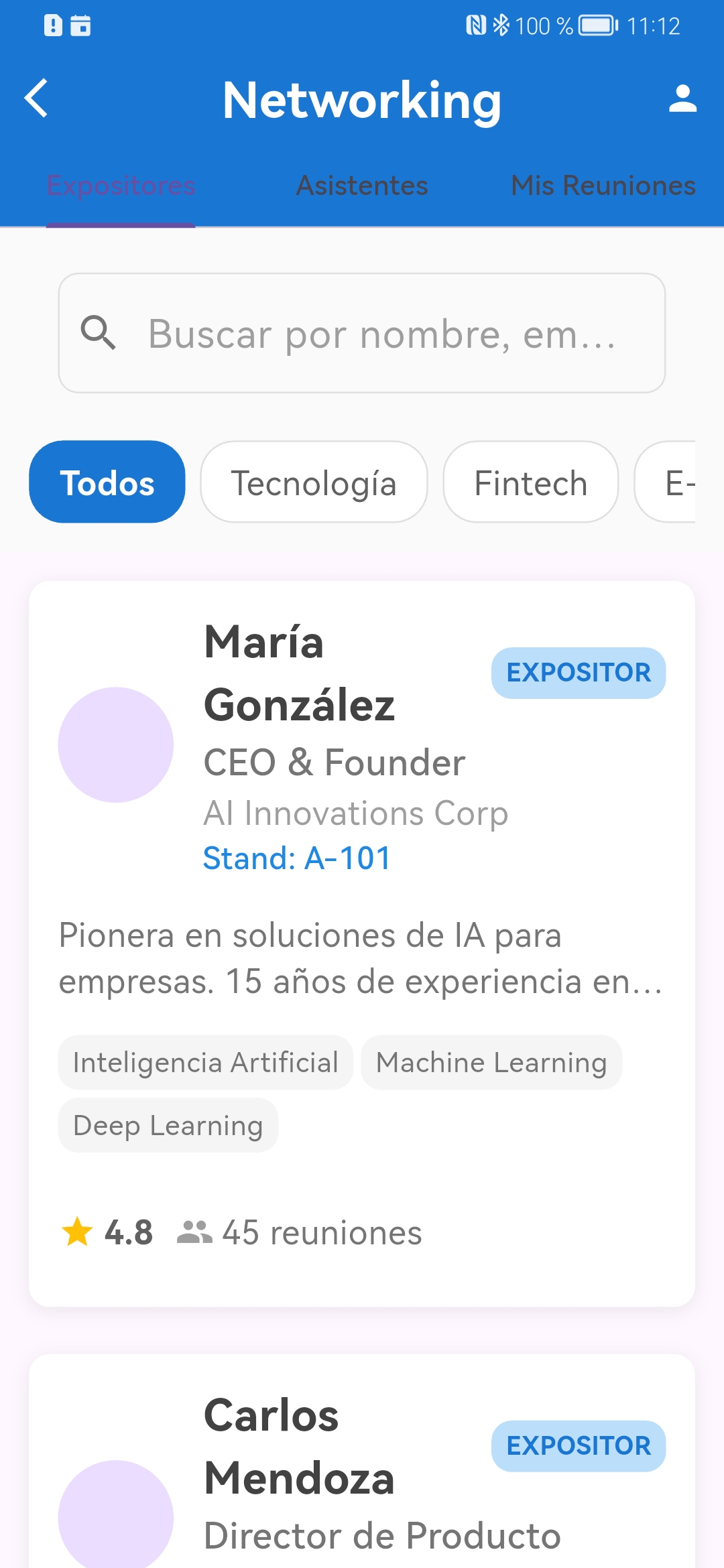 Networking asistentes y expositores Networking asistentes y expositores