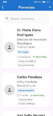 Listado de ponentes con sus datos Listado de ponentes con sus datos